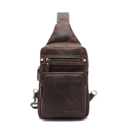 Vintage-inspired genuine leather briefcase with multiple compartments and secure zipper closure, ideal for modern commuters