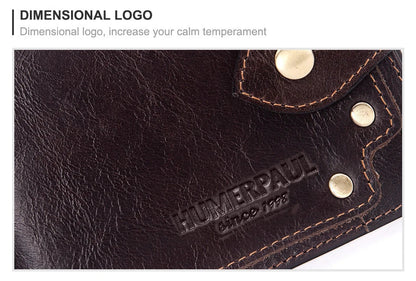 Premium British cowhide leather wallet with multi-card design and anti-magnetic protection
