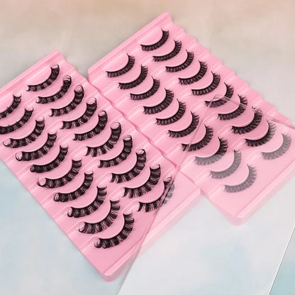 Premium synthetic false eyelashes with a sophisticated DD curve design and thick, volumised appearance for a captivating eye transformation