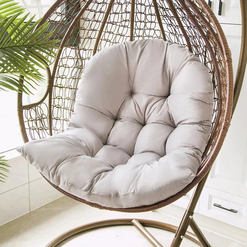 Premium hammock chair cushion with thickened brushed fabric and 7D hollow fibre cotton filling, designed for cosy outdoor relaxation on garden swings
