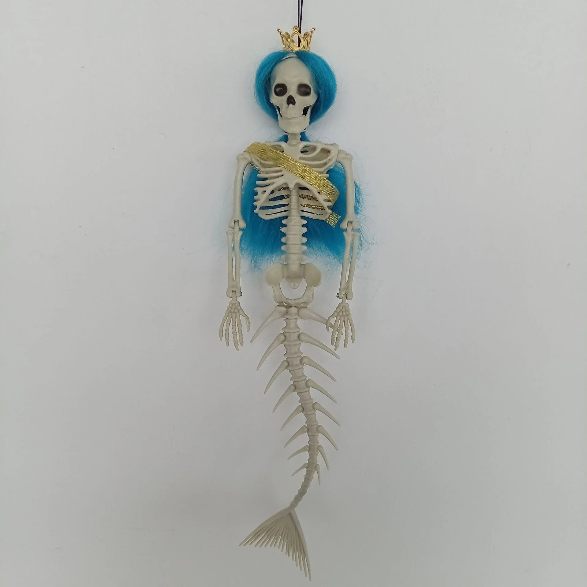 Mermaid bone pendant decoration in brown, dark purple, burgundy, and lake blue colours, ideal for Halloween outdoor courtyard displays