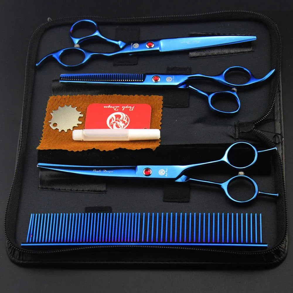 Premium Stainless Steel Pet Grooming Tools Set with Precision-Ground Scissors, Ergonomic Handles, and Comprehensive Accessories