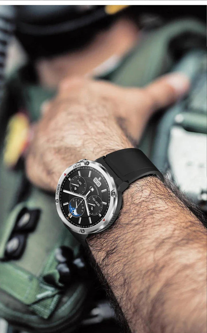 Premium HD smart watch with comprehensive health tracking features including heart rate, blood pressure, and step counting