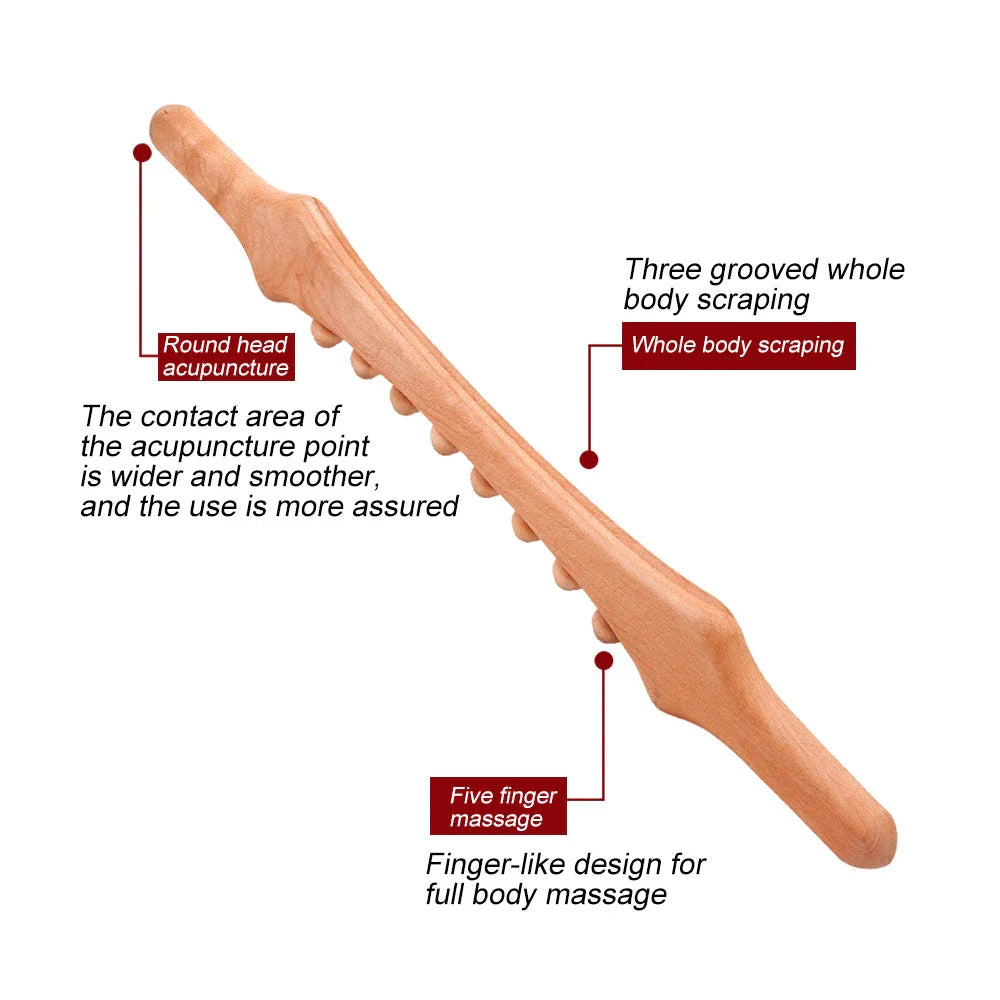 Premium Natural Wood Guasha Scraping Stick for Deep Tissue Massage and Relaxation