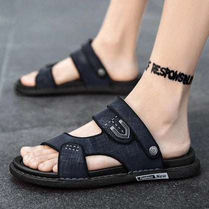 Premium British-made beach sandals with breathable PU upper, non-slip rubber sole, and adjustable buckle closure