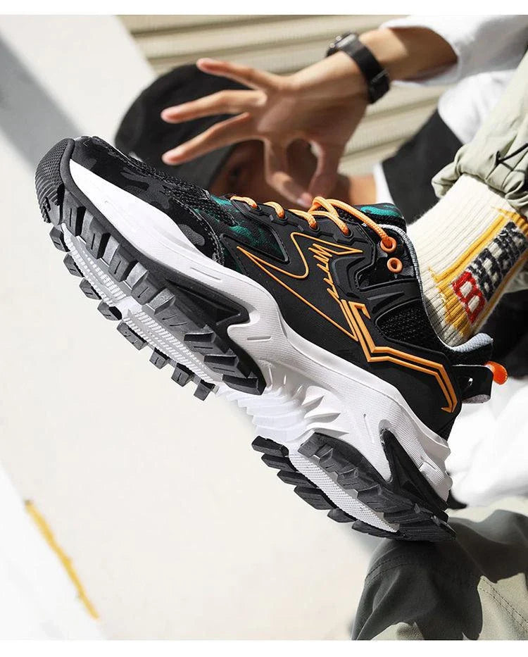 Stylish black student trainers with a breathable, casual design for comfortable everyday wear
