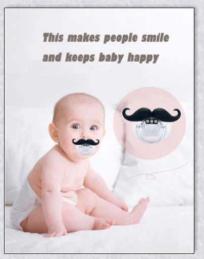 Adorable mustache-themed pacifier made with safe, premium materials for newborns in the UK