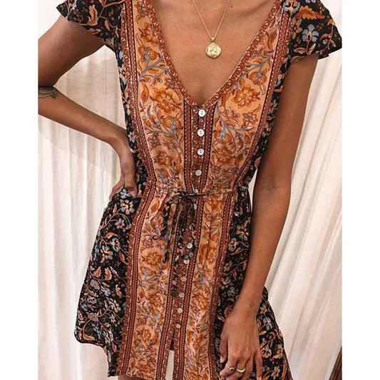 Premium ladies' long sleeve mini dress in a chic printing pattern, made with high-quality British-sourced cotton for comfort and style.