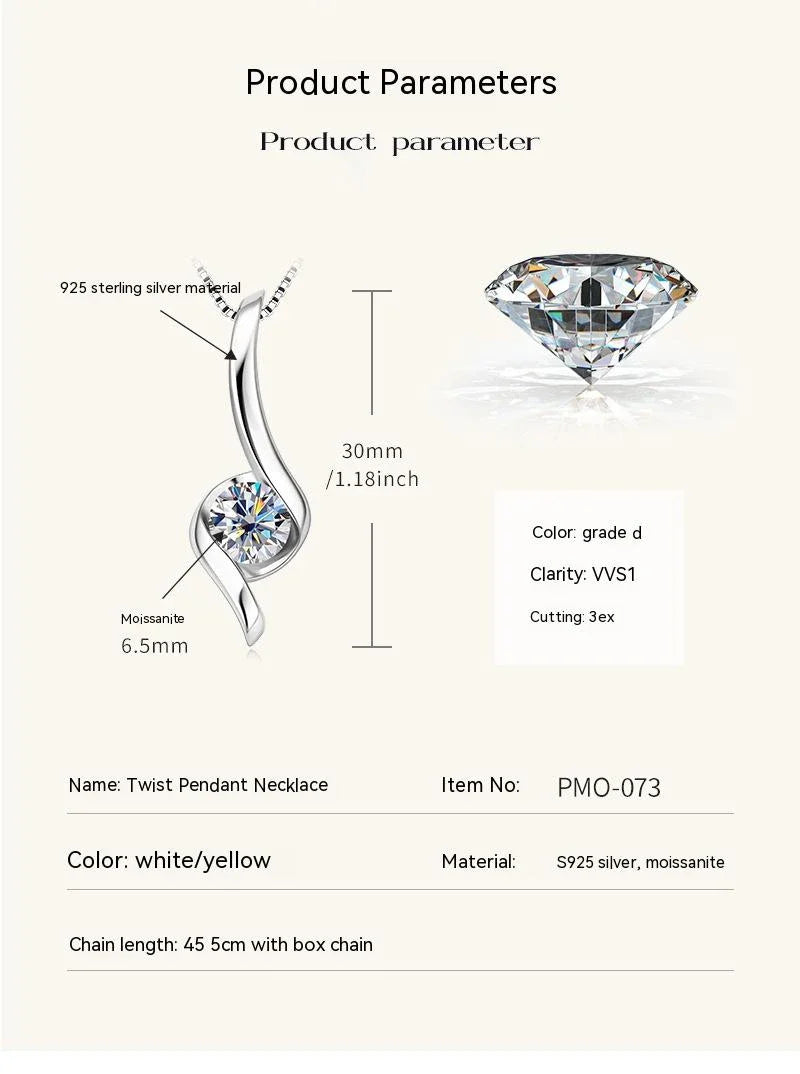 Elegant sterling silver diamond-inspired necklace with a sleek, geometric design