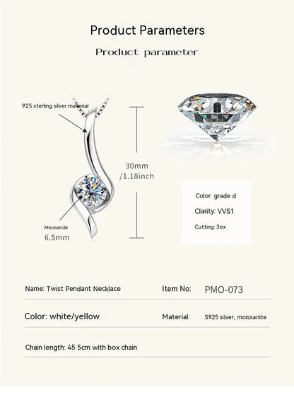 Elegant sterling silver diamond-inspired necklace with a sleek, geometric design