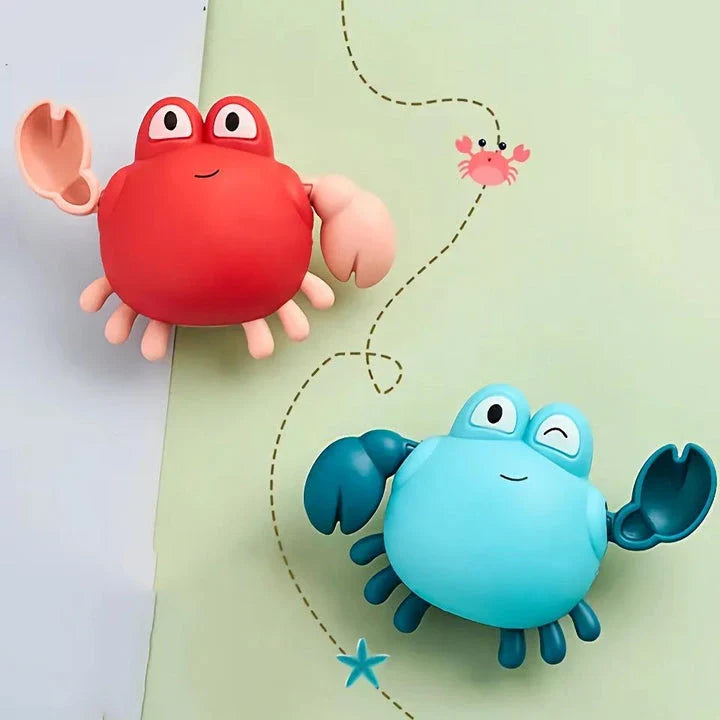 Delightful wind-up bath toys in a red turtle design, floating and moving in the water, providing fun and engaging playtime for children.