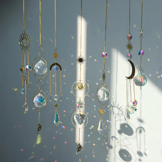 Radiant Crystal Sun Catcher with captivating light display, elevating home decor with nature-inspired elegance