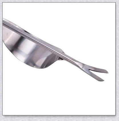 Premium British stainless steel manual weed puller with curved metal base and sharp forks for easy weed removal