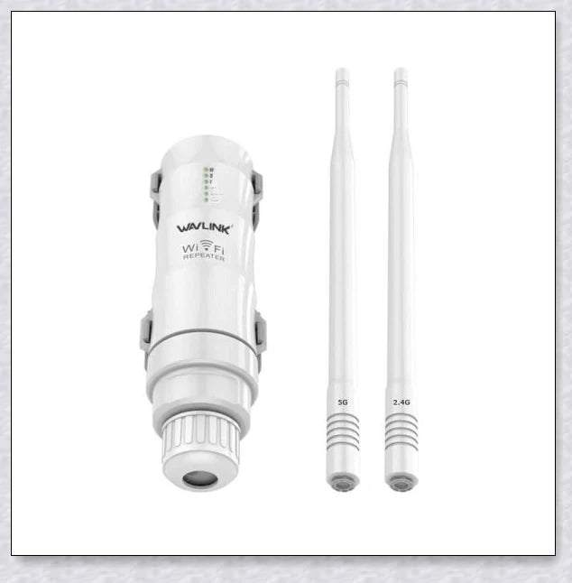 Rugged outdoor Wi-Fi extender with weatherproof housing and omnidirectional antennas for reliable wireless connectivity