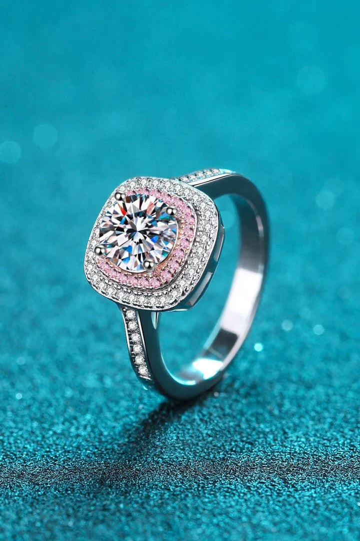 Elegant moissanite ring in 925 sterling silver with rhodium plating and zircon accents, designed for everyday sophistication.