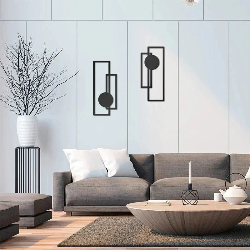 Elegant Nordic-inspired metal wall decor set featuring sleek black silhouette designs