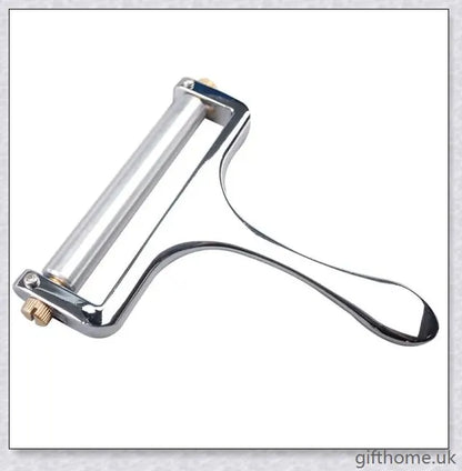 Adjustable cheese slicer with an ergonomic handle and a wire cutting mechanism for precisely slicing hard and soft cheeses to your desired thickness
