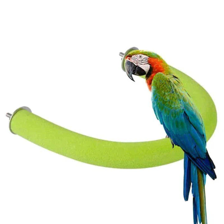 Elegant bow-shaped bird perch made from premium wood and acrylic materials for a stylish and comfortable bird sanctuary