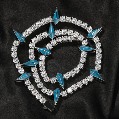 Premium men's copper necklace with zircon stones in a geometric design, available in various lengths and colours