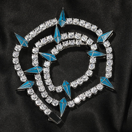 Premium men's copper necklace with zircon stones in a geometric design, available in various lengths and colours