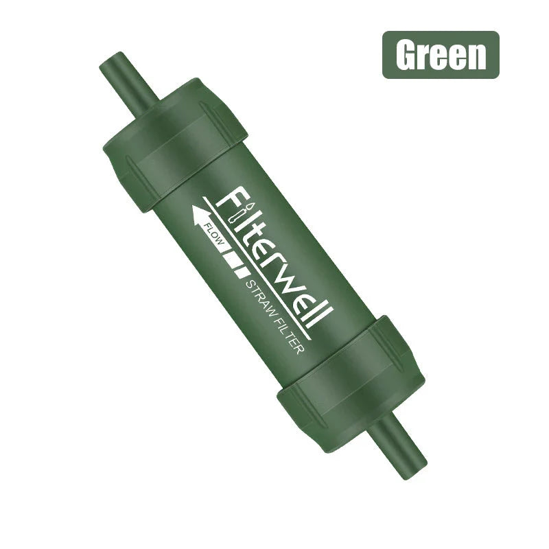 Compact outdoor water purifier straw for safe drinking water during hiking, camping, and emergencies