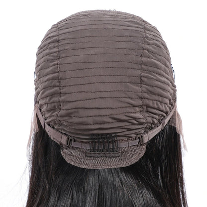 Luxurious deep wavy human hair wig with natural lace construction, available in various lengths for a customized, elegant look.