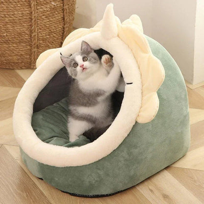 Cosy Feline Nest: Premium cotton cat bed with supportive foam cushions for ultimate comfort and relaxation