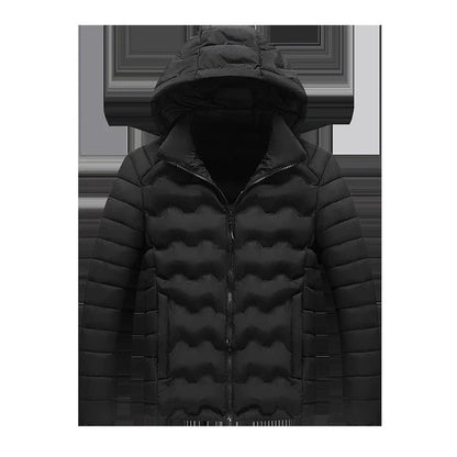 Grey men's padded jacket with cotton-polyester blend for warmth and comfort