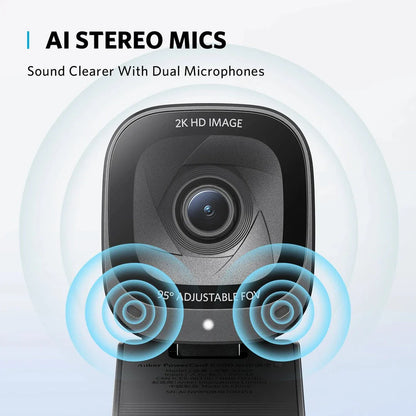 2K Ultra HD Webcam with Noise-Cancelling Microphones and Privacy Cover for Professional Video Conferencing