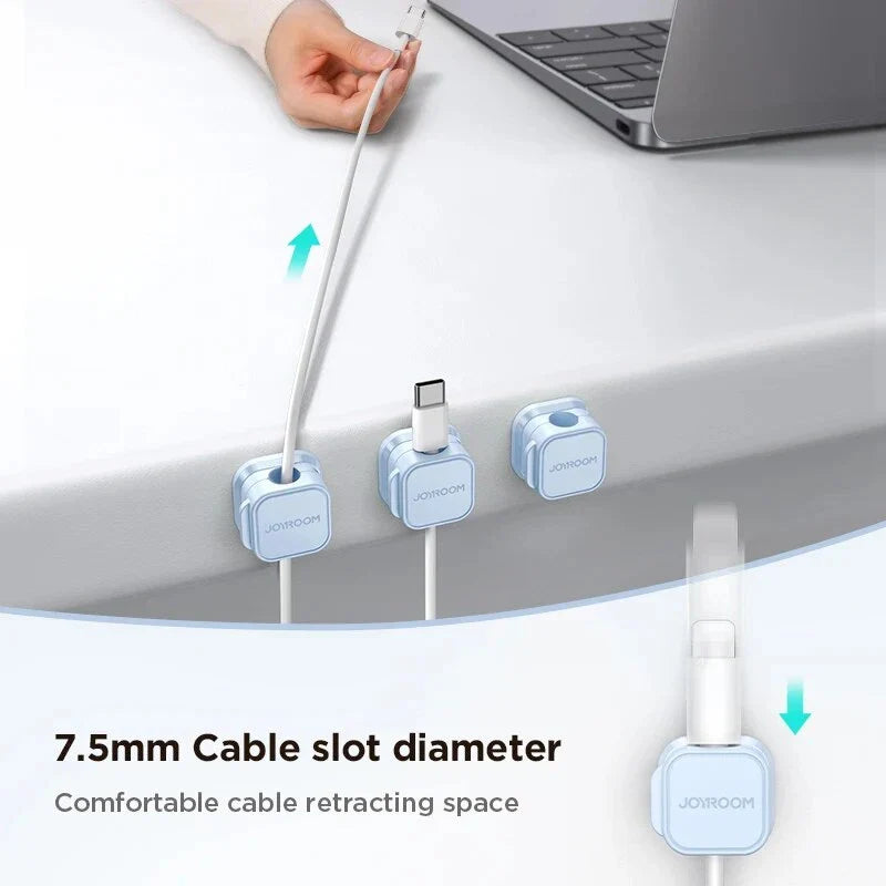 6-pack magnetic cable clips organiser with adjustable cord holder for desk, car, and home use