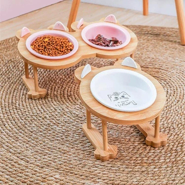 Ceramic Pet Bowl with Tilted Base in various colours, designed for comfort and style