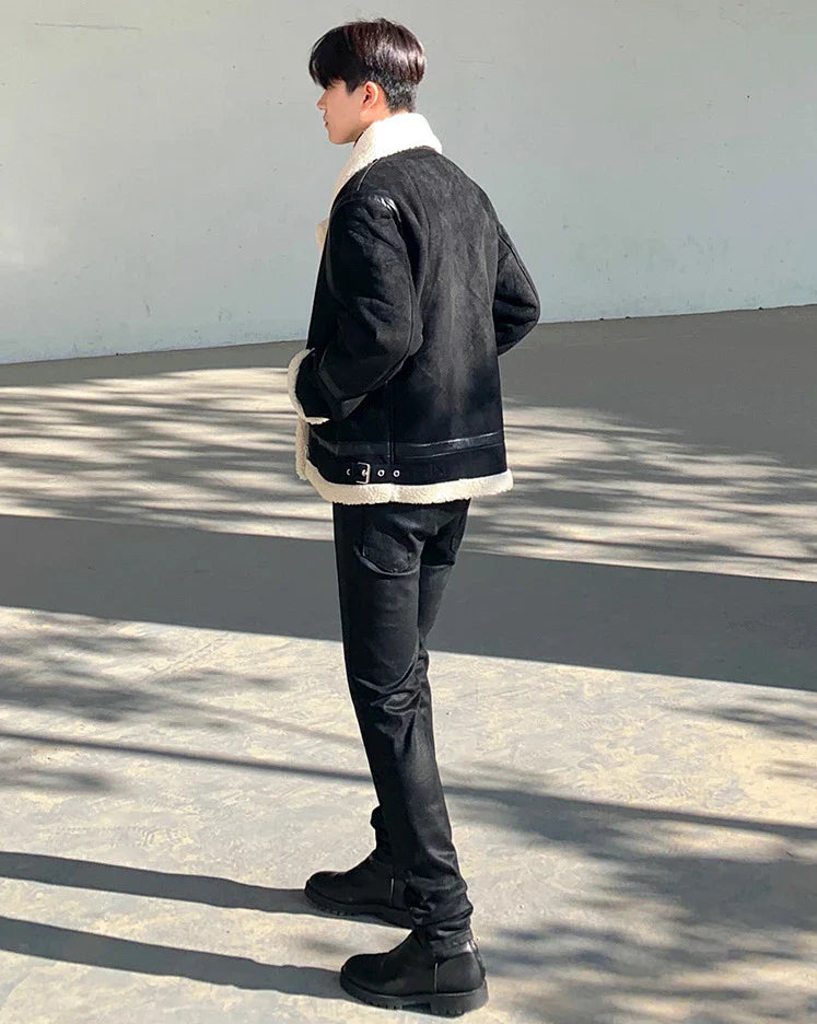Premium casual lambswool jacket for stylish British gentlemen, featuring a zip-up design, timeless solid colour, and durable construction.