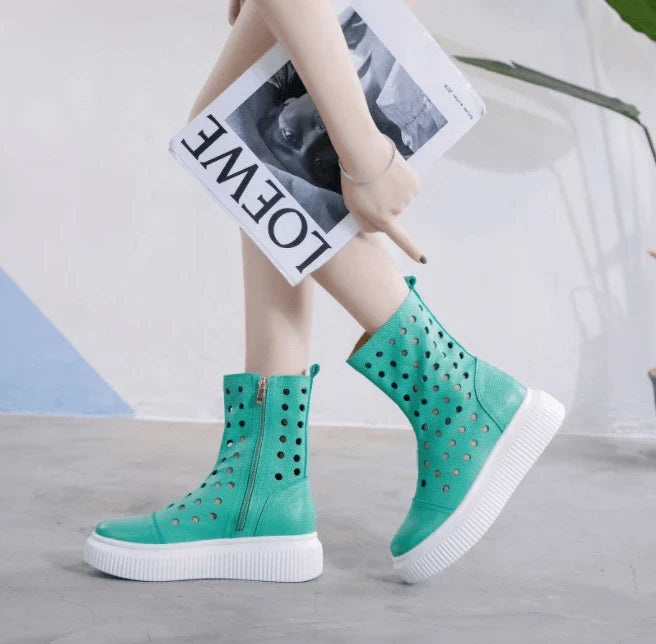 Premium British-crafted genuine leather platform shoes in a variety of colours, designed for fashionable ladies