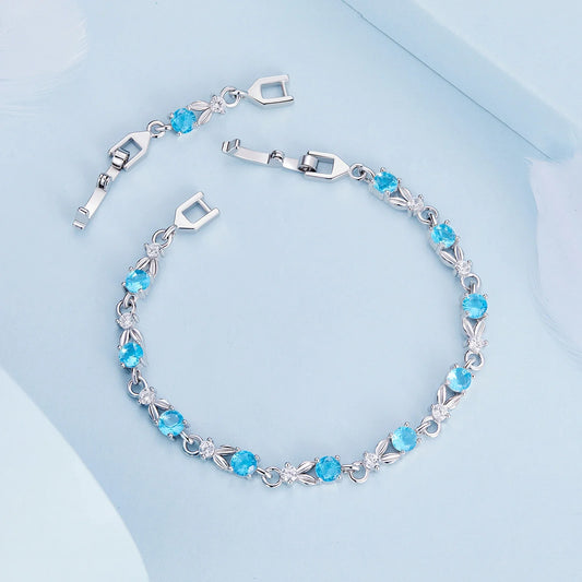Elegant diamond heart bracelet in premium white gold alloy with sparkling inlaid gems