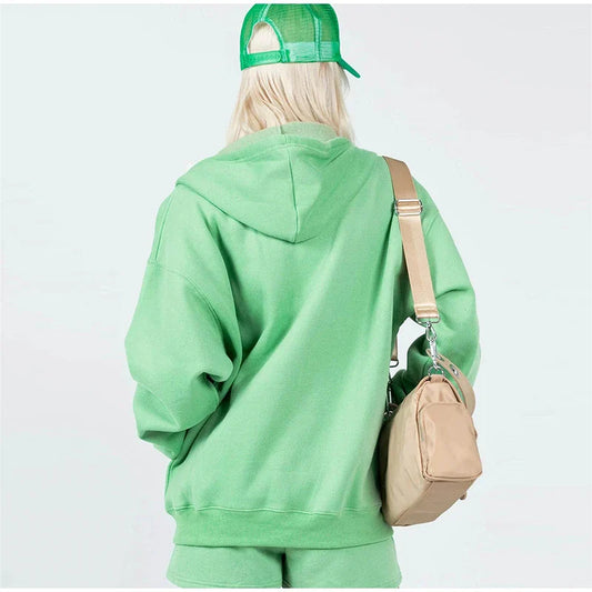 Premium hooded sportswear jogger trousers for women in khaki, green, and light blue colours