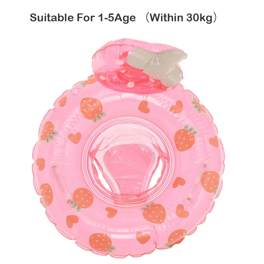 Vibrant inflatable baby swim ring with double handles and anti-leakage design for safe and enjoyable water play