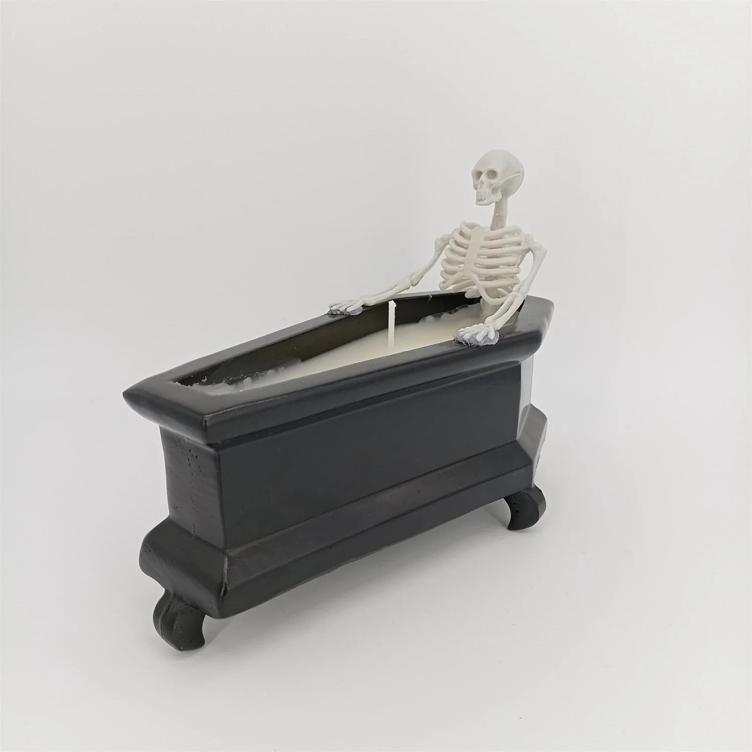 Meticulously crafted resin and wax Bubble Bath Skeleton Halloween decoration with enchanting details
