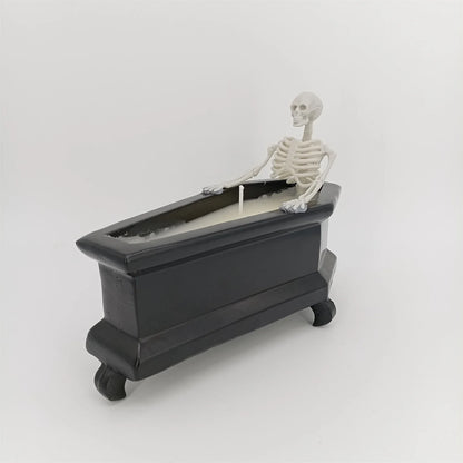 Meticulously crafted resin and wax Bubble Bath Skeleton Halloween decoration with enchanting details