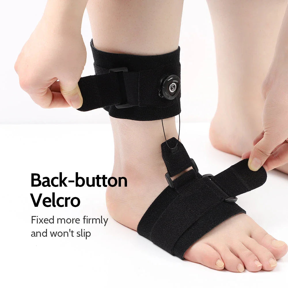Adjustable foot drop support brace with swivel button and advanced split design for comfortable and secure mobility