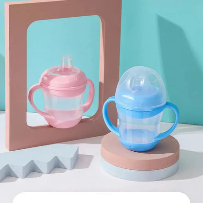 Premium leak-proof children's water bottle with easy-grip handle, transparent cover, and safe 3cm sucking mouth
