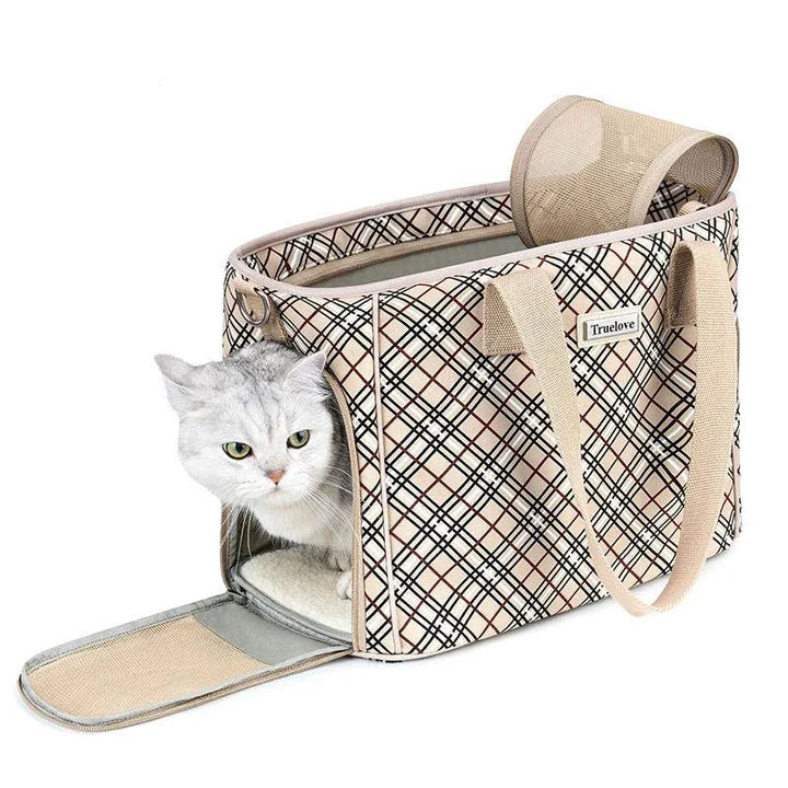 Expandable Pet Carrier Backpack with Soft Plush Mattress and Breathable Mesh Panels for Small Animals