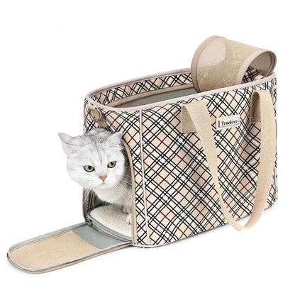 Expandable Pet Carrier Backpack with Soft Plush Mattress and Breathable Mesh Panels for Small Animals