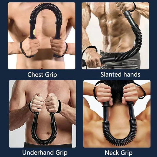 Adjustable spring-loaded arm trainer for targeted chest and arm strengthening exercises