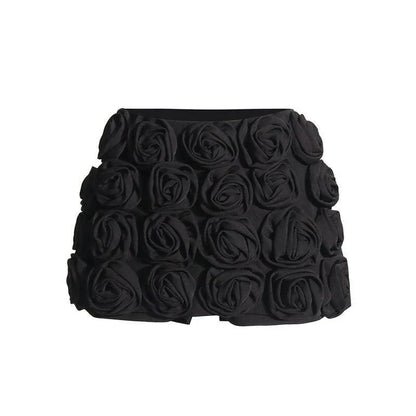 Premium High-Waist Patchwork Applique Slimming Shorts for Women in Red, featuring a flattering silhouette and unique feminine design.