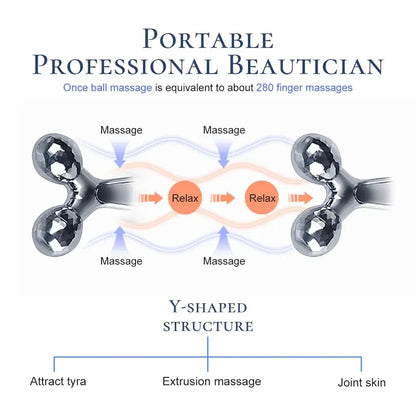 Premium 3D Y-Shaped Facial Roller Massager for Wrinkle Reduction and Skin Rejuvenation