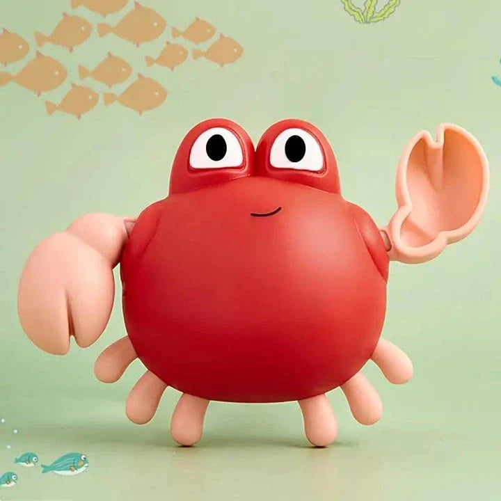 Delightful wind-up bath toys in a red turtle design, floating and moving in the water, providing fun and engaging playtime for children.