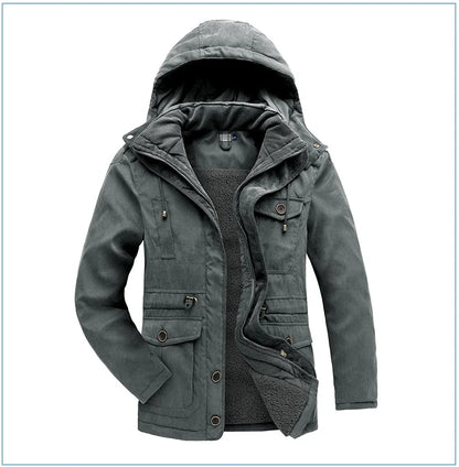 A premium fleece-lined and cotton-padded winter coat for plus-size men, available in a range of classic colours.