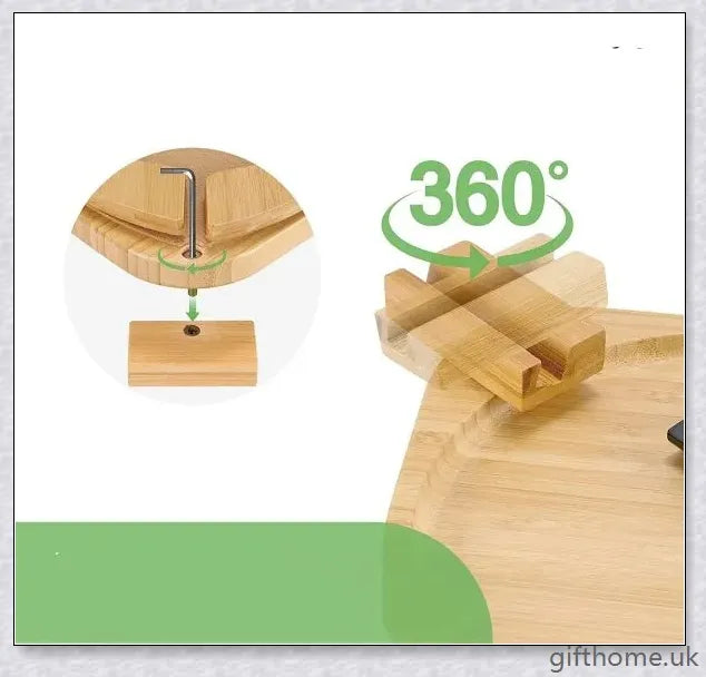 Elegant bamboo sofa tray with a natural finish, designed for relaxation and serving beverages or snacks in the living room or bedroom.