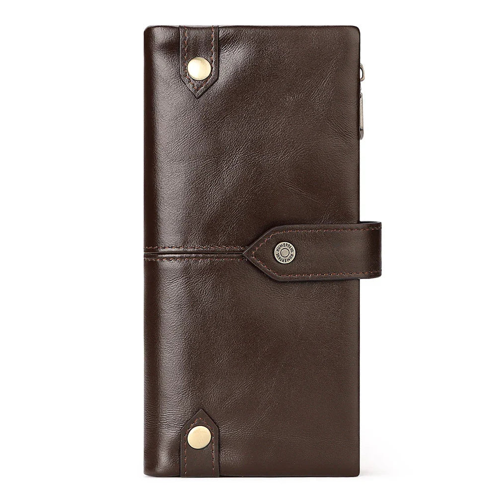 Premium British leather wallet in red, black, and brown colours with a minimalist, sophisticated design