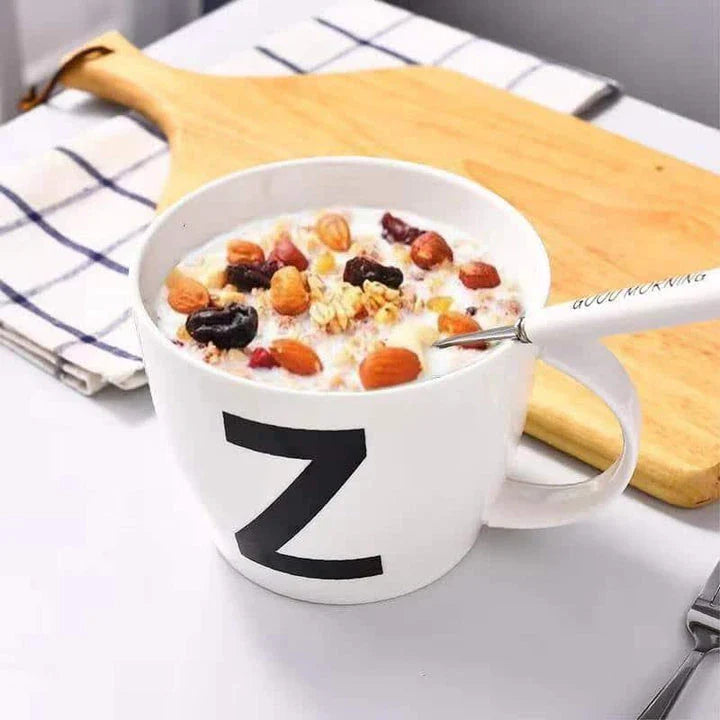 Premium personalised ceramic mug with initial design, offering a stylish and functional solution for daily beverages